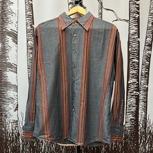 Ben Sherman grey button down striped shirt L